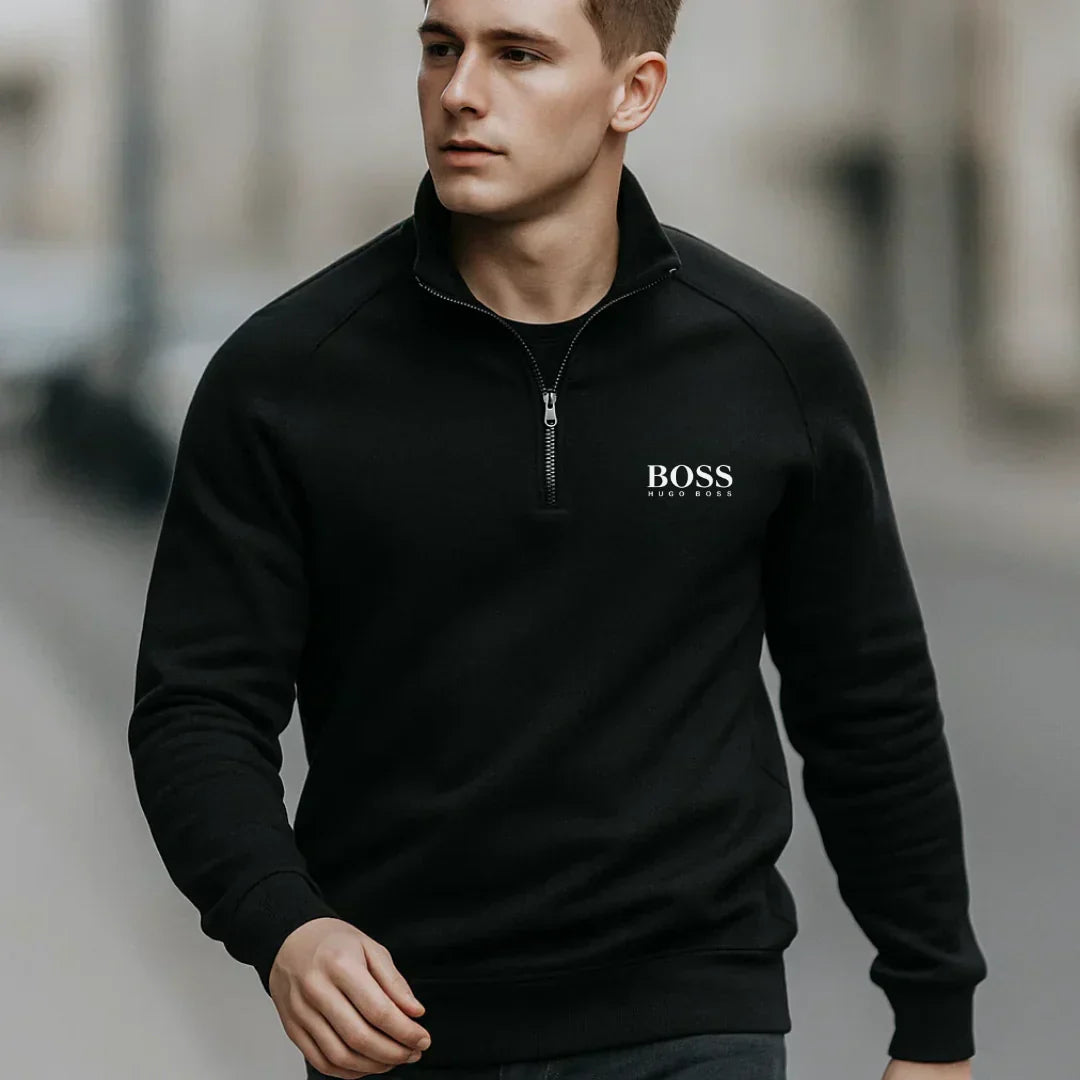 Pull en coton à demi-zip Boss